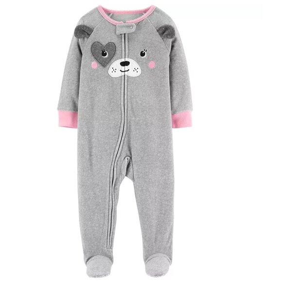 Carters Footed Zip Up Puppy Pajamas Size 12 Months - Picture 1 of 7